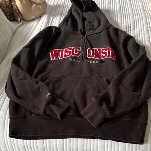 Jansport Wisconsin Badgers Black 3/4 zip Hoodie.